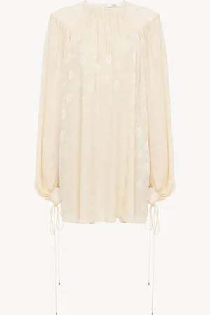 Chloé Mini abito arricciato in jacquard di seta Taglia 46 100% Seta