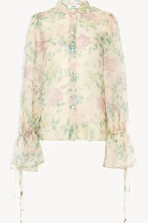Chloé Blusa con maniche a sbuffo in mussola di seta Taglia 44 100% Seta, Pinctada Maxima, Farmed, COO Australia