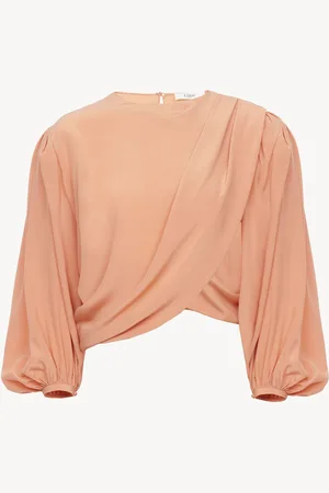 Chloé Top corto drappeggiato in crêpe de chine Taglia 42 100% Seta