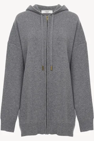 Chloé Felpa con cappuccio e zip oversize in maglia di lana e cashmere Taglia XS 70% Lana, 30% Cachemire