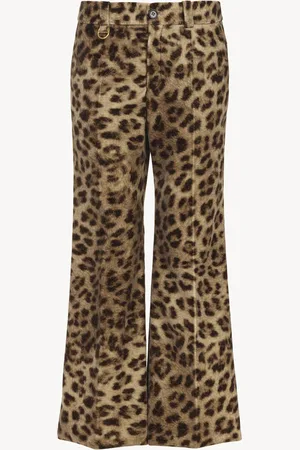 Chloé Pantaloni bootcut corti in velluto di cotone con stampa leopardata Taglia 38 100% Cotone, Horn Bubalus Bubalis, Farmed, COO India