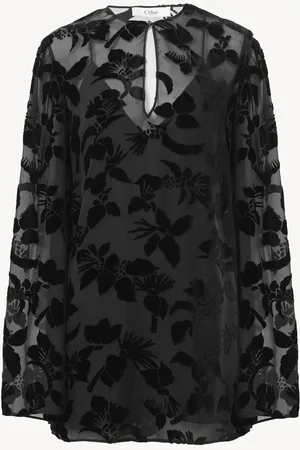 Chloé Mini abito con maniche a sbuffo in velluto Taglia 40 60% Viscosa, 40% Seta
