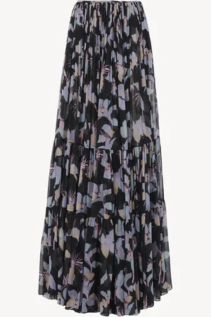Chloé Gonna maxi arricciata in georgette di seta Taglia 42 100% Seta