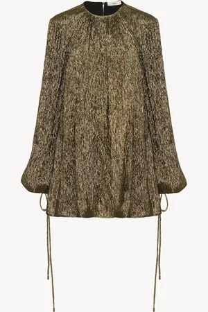 Chloé Mini abito arricciato in crêpon di seta Taglia 40 71% Seta, 29% Poliestere metallizzato