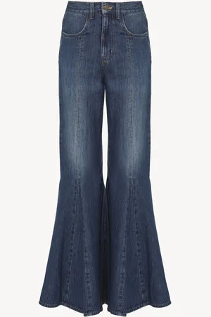 Chloé Jeans flare fluidi in denim Taglia 26 100% Cotone, Pelle di vitello