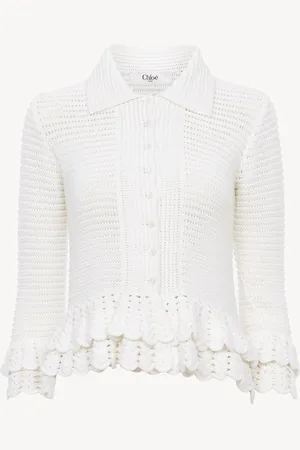 Chloé Cardigan aderente con volant in maglia all