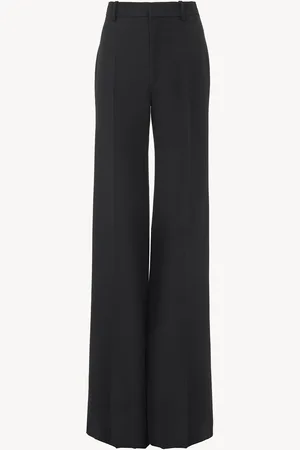 Chloé Pantaloni svasati a vita alta in lana grain de poudre Taglia 42 100% Lana Vergine, Horn Bubalus Bubalis, Farmed, COO India