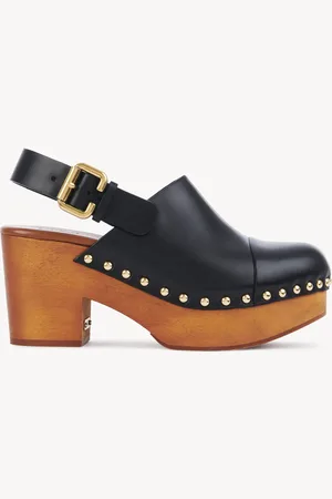 Chloé Zoccoli con zeppa Jeannette Taglia 39 100% Pelle di vitello, Triplochiton scleroxylon, coltivata, COO Camerun