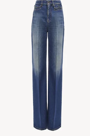 Chloé Jeans flare a vita alta in denim Taglia 26 100% Cotone, Pelle di vitello