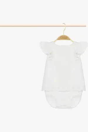 Chloé Ensemble abito a tunica e bloomer Taglia 3-6 100% Cotone