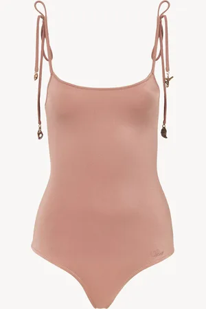 Chloé Costume da bagno intero con spalline annodate Rosa Taglia 42 80% Poliammide, 20% Elastan