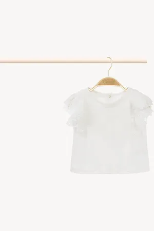 Chloé T-shirt con volant Taglia 2 100% Cotone