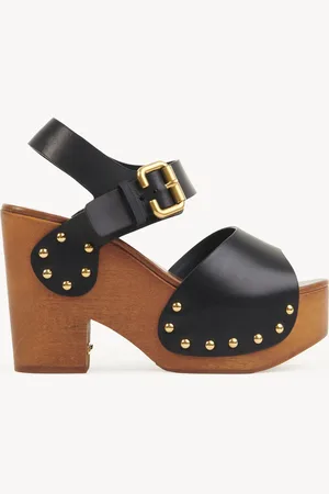 Chloé Zoccoli con zeppa Jeannette Taglia 41 100% Pelle di vitello, Pterocarpus soyauxii, farmed, COO Cameroon