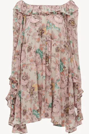 Chloé Mini abito con scollo quadrato e volant in crêpe de chine Taglia 40 100% Seta