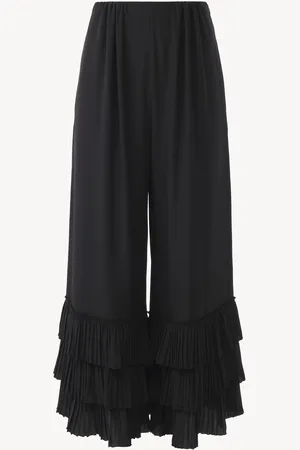 Chloé Pantaloni fluidi a gamba ampia in crêpe de chine Taglia 42 100% Seta