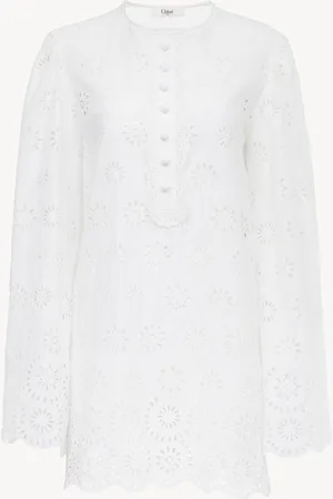 Chloé Mini abito a maniche lunghe in voile di cotone Taglia 40 100% Cotone