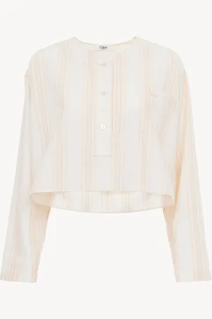 Chloé Top corto a maniche lunghe in cotone Taglia 38 100% Cotone