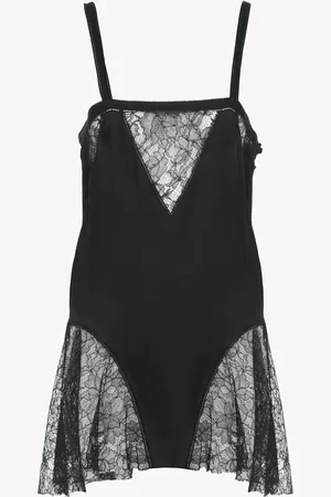 Chloé Mini abito senza maniche in charmeuse di seta e pizzo Taglia 40 100% Seta