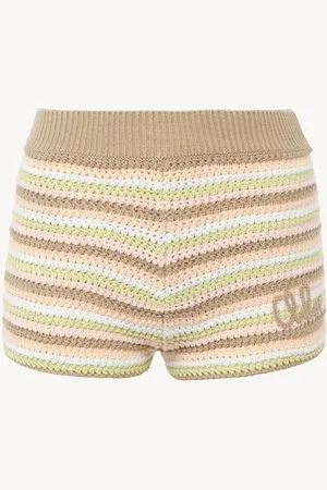 Chloé Mini shorts a vita alta con logo in maglia di cotone all