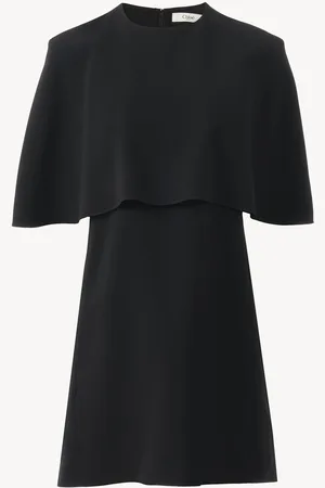Chloé Abito corto con mantella in crêpe e viscosa Taglia 40 50% Acetato, 47% Viscosa, 3% Elastan