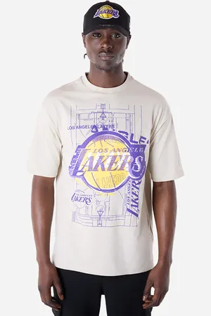 New Era Graphic Tee Lakers Beige M - Abbigliamento Basket - Uomo