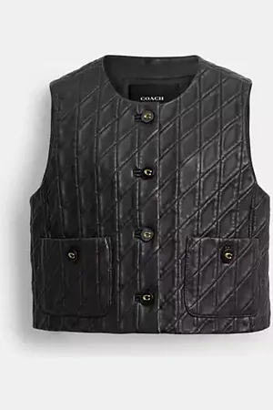 Coach Gilet in pelle trapuntata