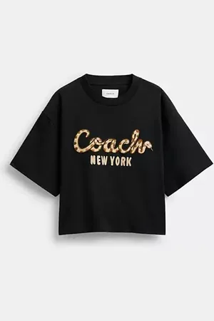 Coach Maglietta corta con scritta a serpentina Capodanno in cotone biologico