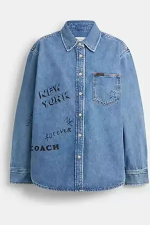 Coach Camicia in denim a stampa Sketch