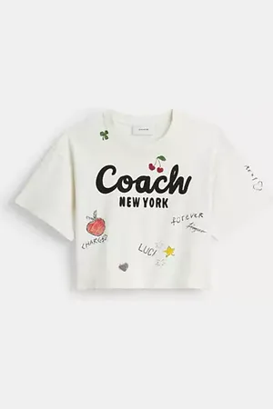 Coach Maglietta corta a stampa Sketch con scritta in corsivo
