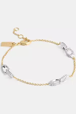 Coach Braccialetto a catena Signature in pavé