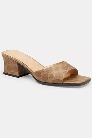 Coach Sandalo Con Tacco A Blocco Con C Scolpita In Tela Signature