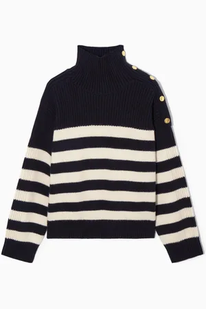 COS Maglione In Lana A Righe Con Bottoni