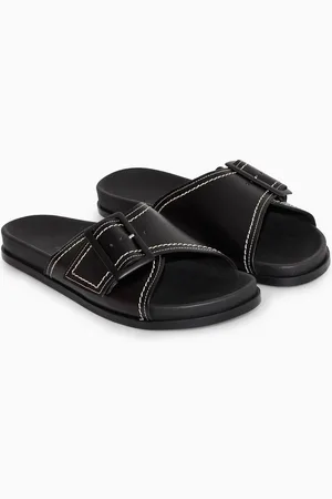 COS Contraststitch Buckled Leather Slides