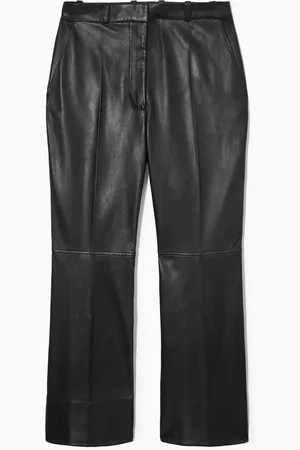 COS Slim Tailored Flared Leather Trousers in