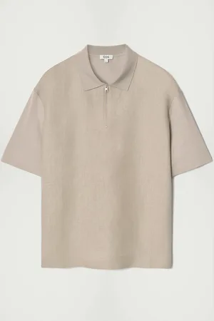 COS Polo In Lino Con Pannelli A Contrasto in