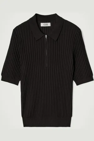 COS Polo In Seta E Cotone Con Cerniera