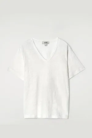 COS T-Shirt In Lino Con Scollo A V in