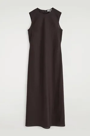 COS Abito Midi In Misto Lino Con Taglio In Sbieco in