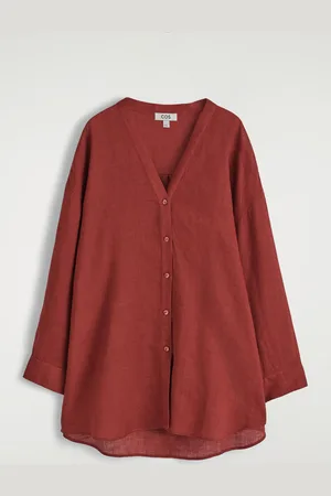 COS Camicia Oversize Con Scollo A V In Lino in
