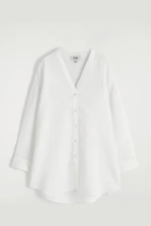 COS Camicia Oversize Con Scollo A V In Lino in