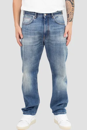 GRIFONI Jeans con patch logo e mini rotture