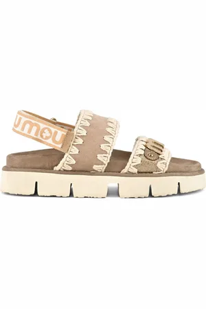 Mou Bio sandalo suede con logo in metallo