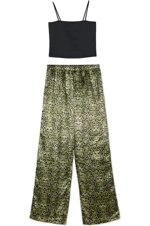 Cropp Set pigiama di due pezzi verde giallo