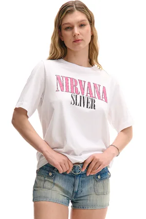 Cropp T shirt bianca con stampa Nirvana