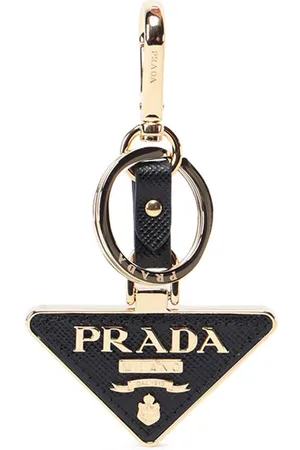 Prada Saffiano Leather And Metal Keychain