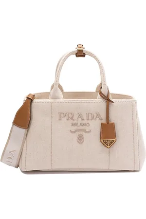 Prada Cotton And Linen Tote Bag