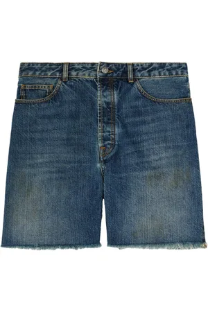 Palm Angels `Curved Logo` Denim Shorts