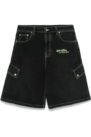 OFF-WHITE `Off Irreg Safari` Denim Cargo Shorts
