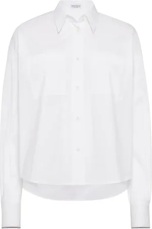 Brunello Cucinelli Stretch Cotton Poplin Shirt With `Shiny` Cuffs