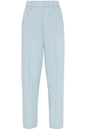Brunello Cucinelli Lightweight Poplin Five-Pocket Track Pants With Mon